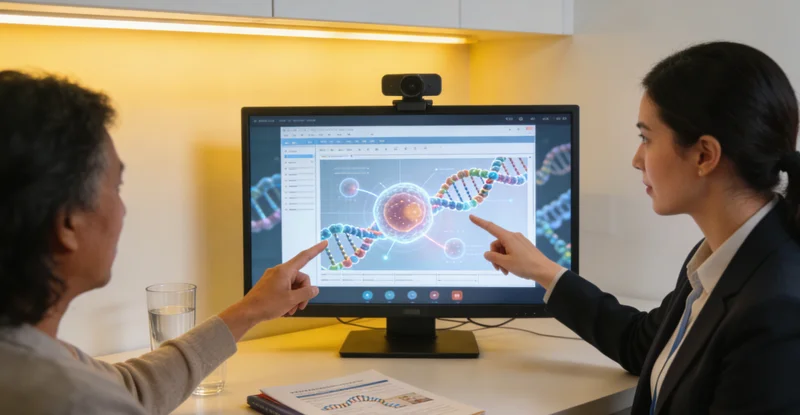 瑞昌医生与患者共同查看基因检测