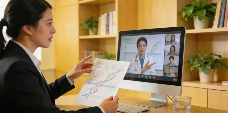 孟州家庭与医生共同查看基因检测