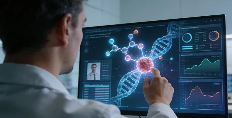 天津医生与患者共同查看基因检测