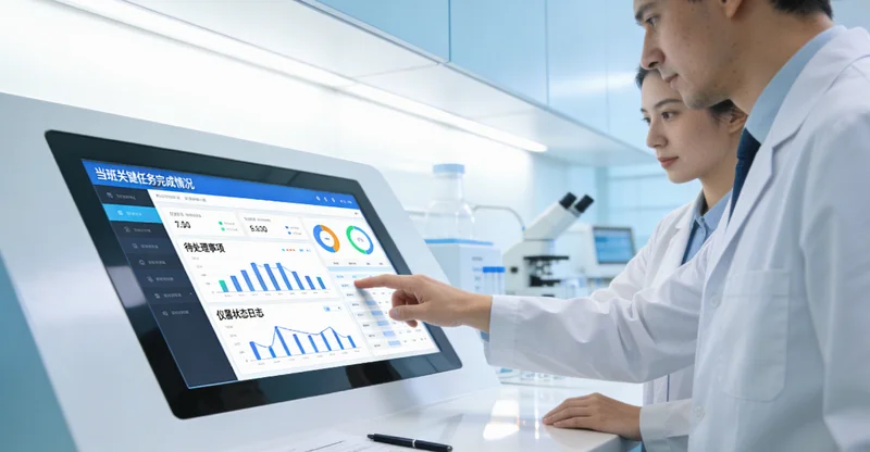 保定家庭共同查看并讨论基因检测