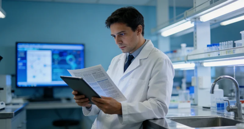 高科技基因测序实验室内部工作场