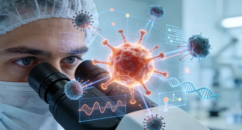 梅州实验室病理医生观察肺癌组织