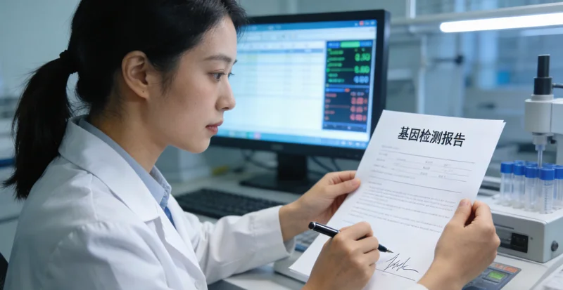 如皋家庭在医生指导下查看基因检