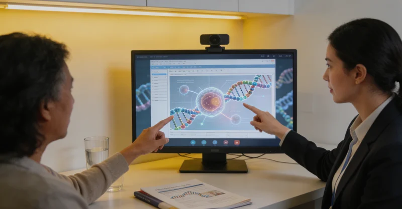 临夏一家人共同查看基因检测报告