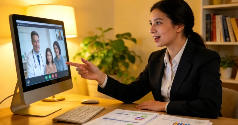 舟山女性在诊室与医生进行遗传咨