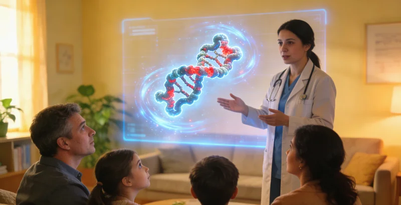 阳江家庭与医生共同查看基因检测