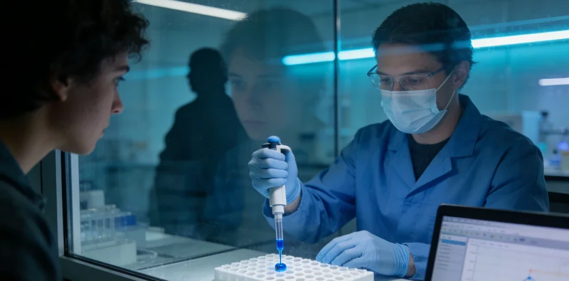 高科技基因测序实验室内部工作场