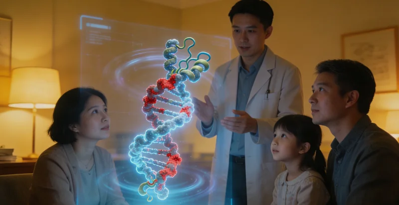 宜城家庭与医生讨论心脏家族病史