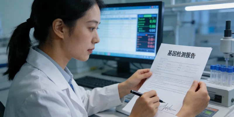 晋州居民查看基因检测报告并咨询