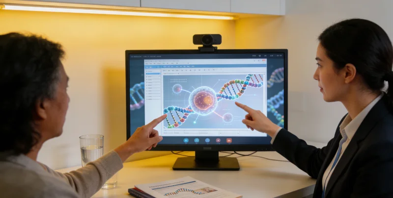 宁德中年男性与医生沟通基因检测