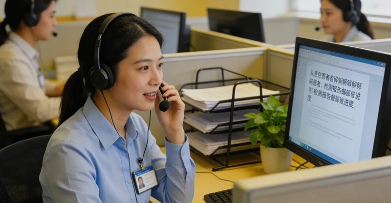 银川医生与患者共同查看基因检测