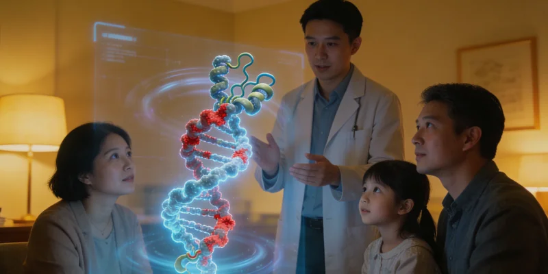 高平女性与医生进行遗传健康咨询