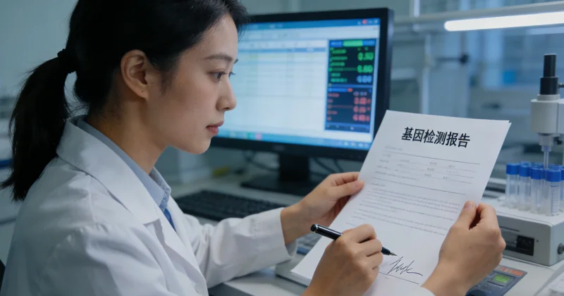 敖汉旗居民与医生共同查看基因检