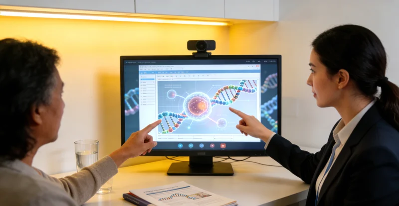 玉树家庭成员共同查看健康报告并