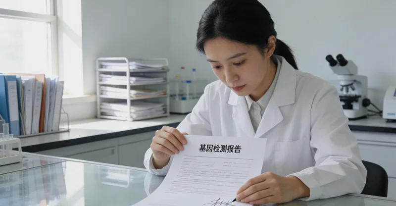 临海医生与患者共同查看基因检测