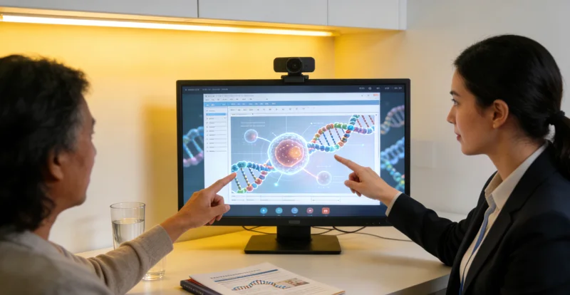 大理家庭与医生进行基因报告遗传