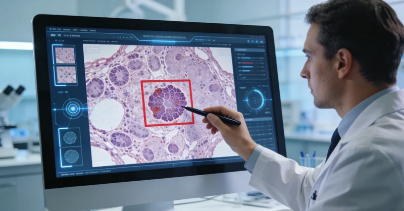 喀什医院病理科医生在显微镜下观