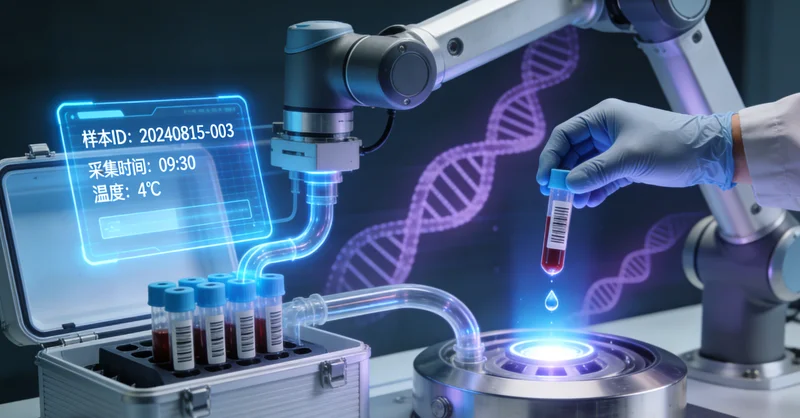 发光的DNA双螺旋结构，象征基