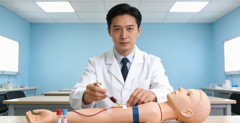 阿右旗医院护士进行静脉血采集用