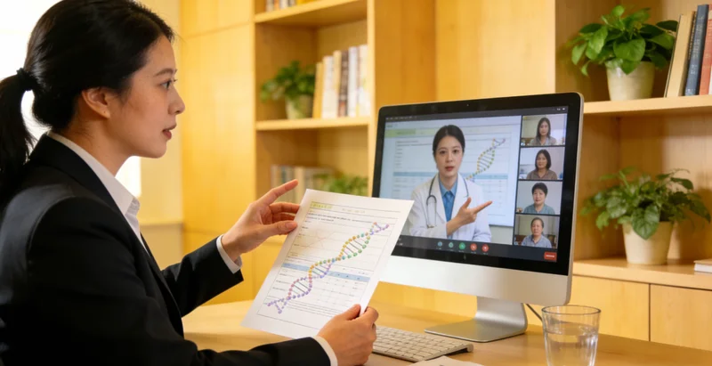 家庭成员围坐讨论健康报告