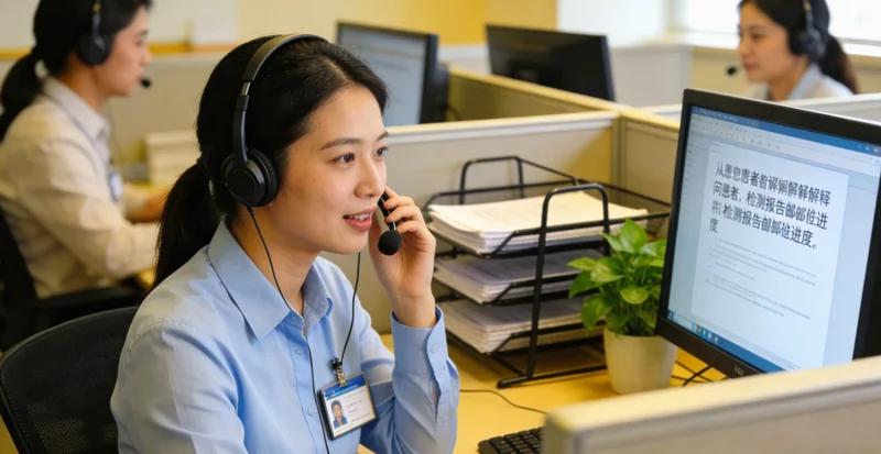 常熟遗传咨询师在办公室内向患者