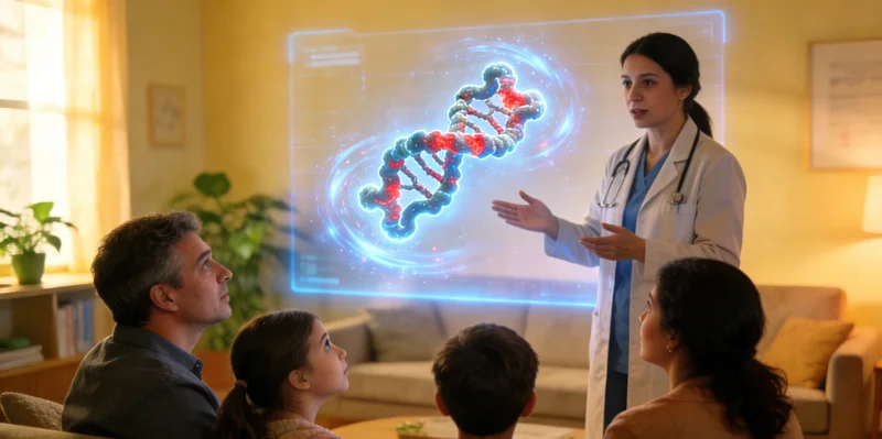 义马年轻女性进行遗传咨询场景