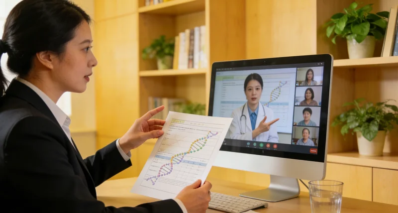 潮州医生与患者共同查看基因检测