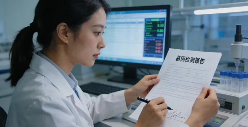 仪征市民阅读基因检测报告并与专