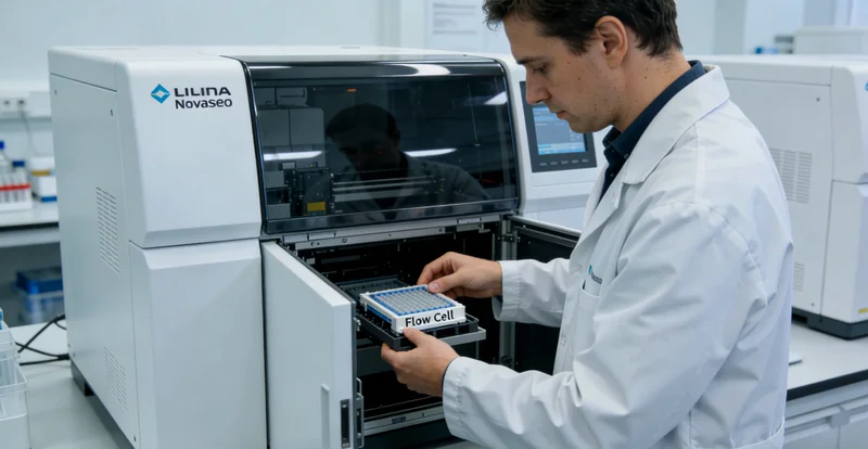 基因检测实验室内部，技术人员操