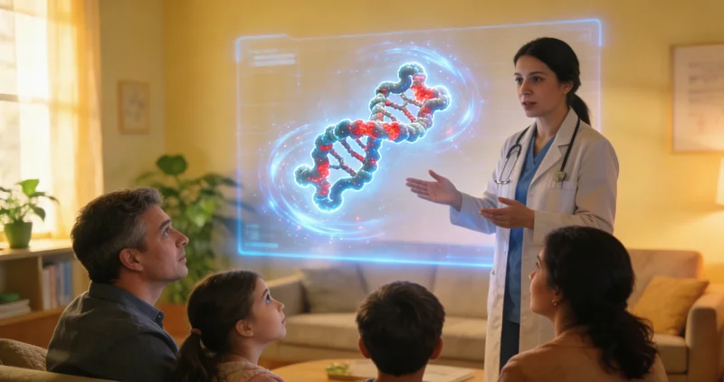 新郑女性与遗传咨询师交谈场景