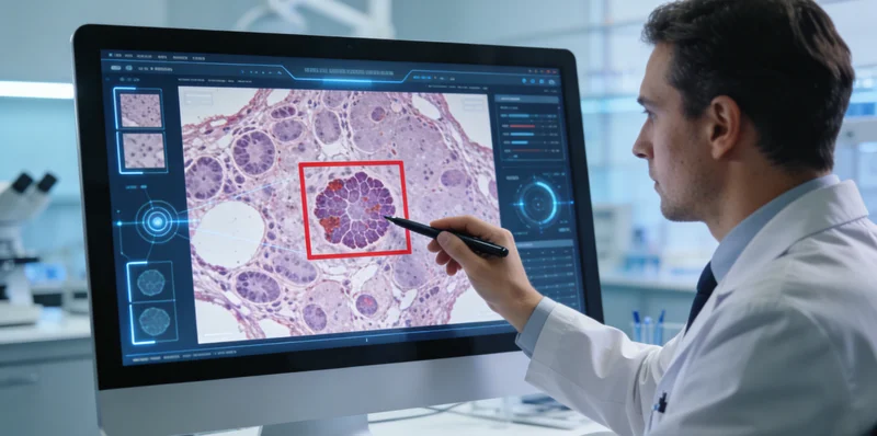 句容病理医生在显微镜下观察软组