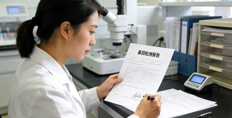 祁阳居民查看肠癌基因检测报告并