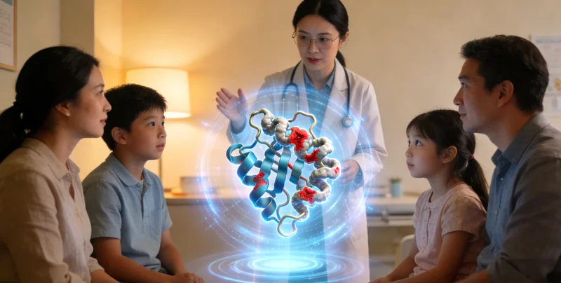 安宁遗传咨询师与家庭讨论基因检