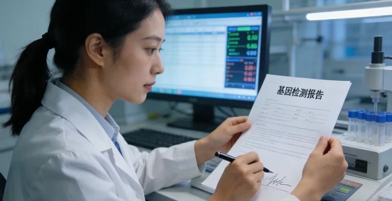 松原女性查看基因检测报告并与家