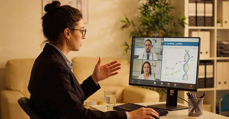 濮阳医生正在向患者解读基因检测