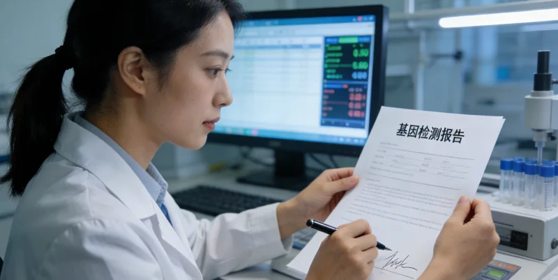 梅河口基因检测报告与DNA示意