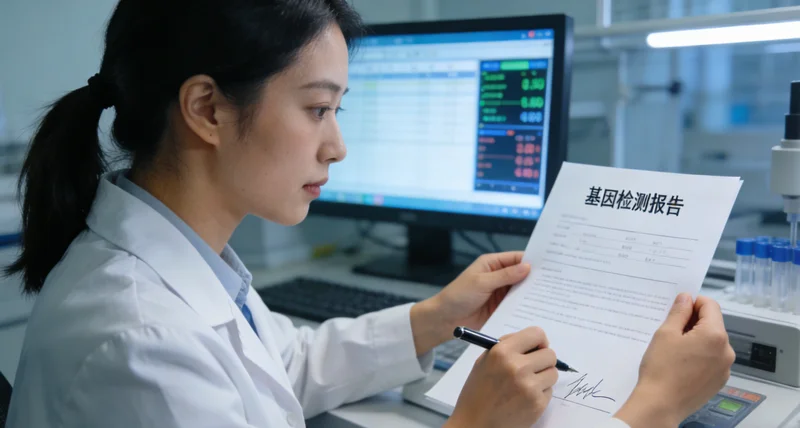 喀什居民查看基因检测报告并与医