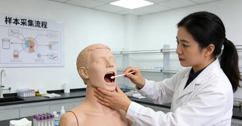 阿图什居民在进行无痛口腔拭子采