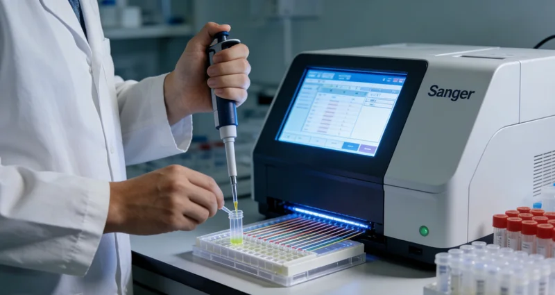 基因测序实验室内部工作场景，技