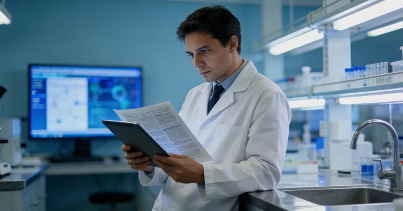 基因测序实验室工作场景示意