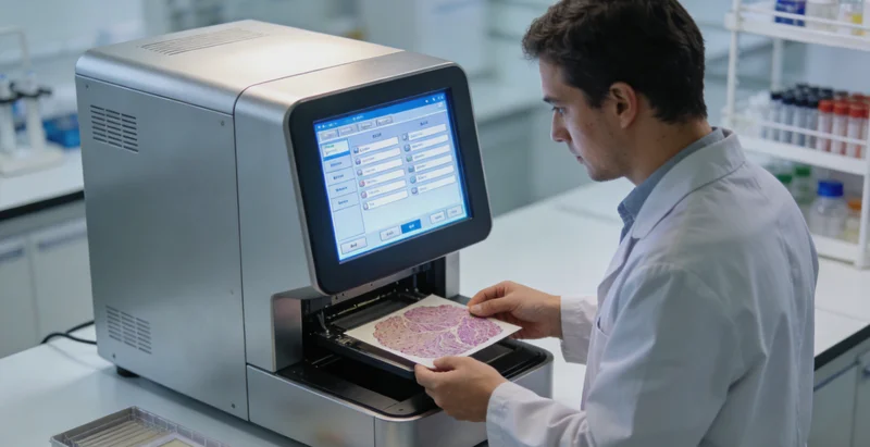 射洪医院病理科进行样本检测工作