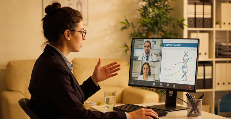 恩平女性与遗传咨询师亲切交谈场