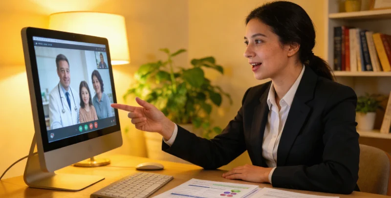 同江女性在咨询室内与专业人士交