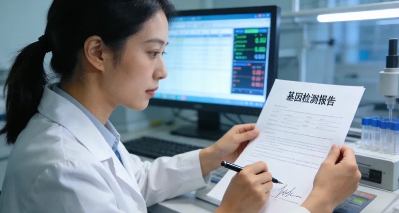 莱州阳光下的基因检测报告象征健