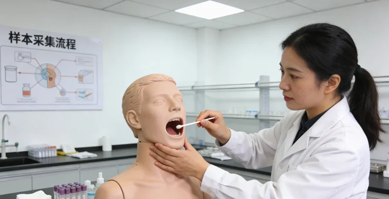 开平基因检测采样现场，护士进行
