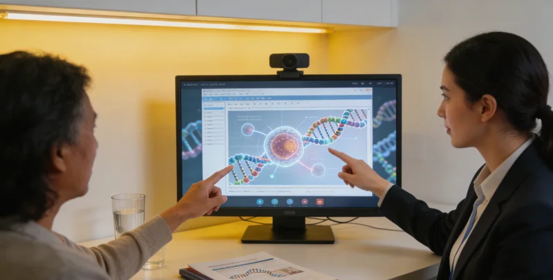 可克达拉女性与家人在咨询医生关