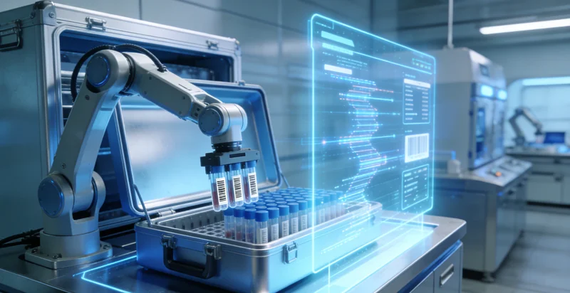 抽象科技感的DNA双螺旋与基因