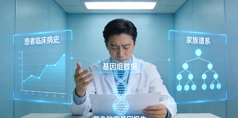 胃癌家族史与遗传风险评估示意图