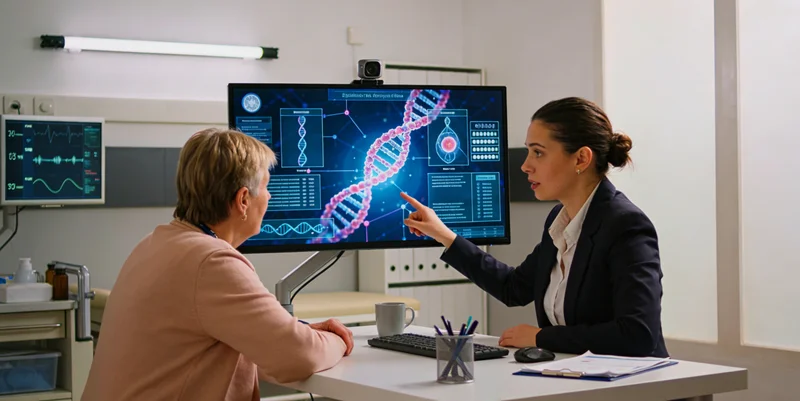 项城家庭在咨询室共同查看基因检