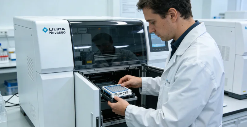 专业实验室内的基因测序仪器正在